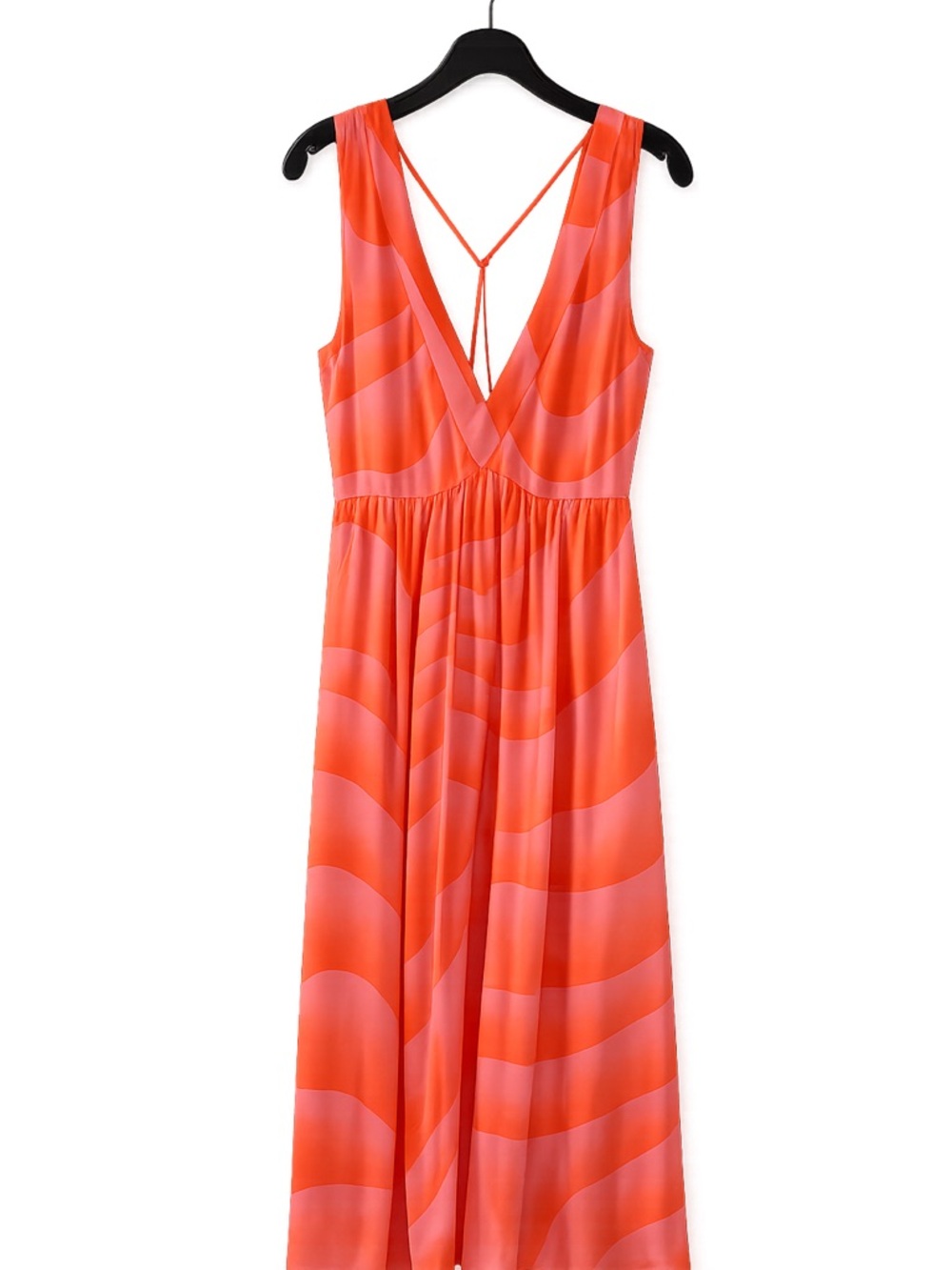 Just Cavalli  Sleeveless Coral Pink V-Neck Maxi Dress